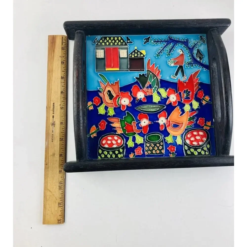 Small Farm Ranch Theme Decorative Trinket Tray Black Wood